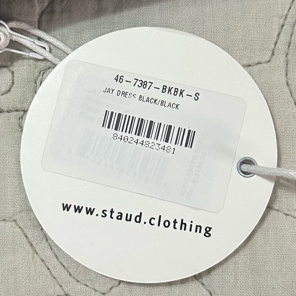 NEW Staud Jay Polo Dress Sz S Black Faux Leather White Contrast Stitch Collar - Picture 10 of 10